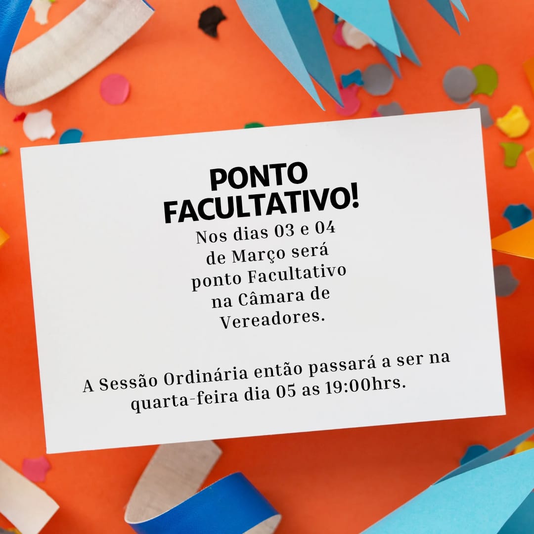 Ponto Facultativo nos dias 03 e 04 de Março